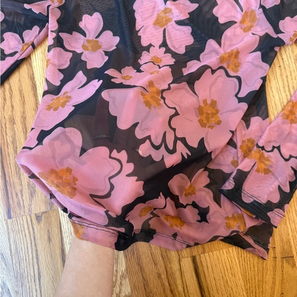 Anthropologie Floral Mesh Long Sleeve Top - Picture 4 of 4